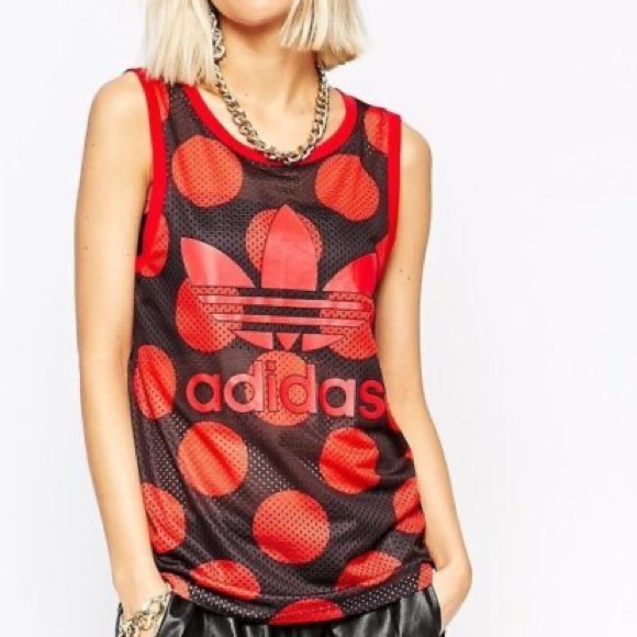 adidas Tops - Pharrell Williams X ADIDAS Dear Baes Basketball Tank Top Polka AI0784 Red Black